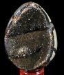 Septarian Dragon Egg Geode - Black Crystals #83207-1